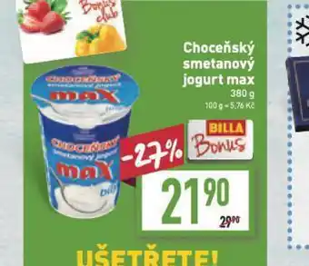 Billa Choceňský smetanový jogurt max nabídka