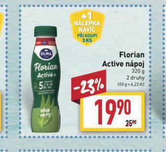 Billa Florian active nápoj nabídka