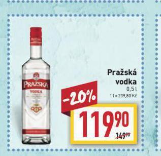 Billa Pražská vodka nabídka