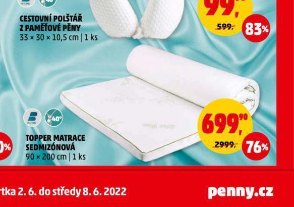 Penny Market Topper matrace sedmizónová nabídka