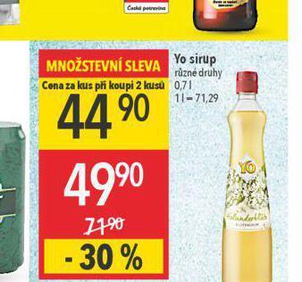 Globus Yo sirup nabídka