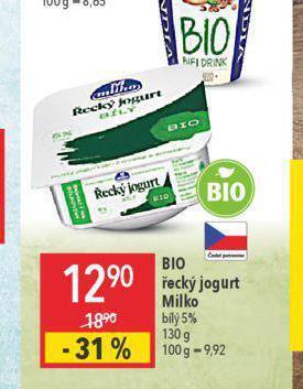 Globus Bio řecký jogurt milko nabídka