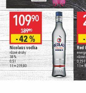 Globus Nicolaus vodka nabídka