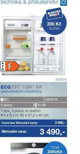 Electro World Jednodvéřová chladnička ecg nabídka
