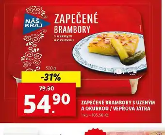 Lidl Zapečené brambory s uzeným masem a okurkou nabídka