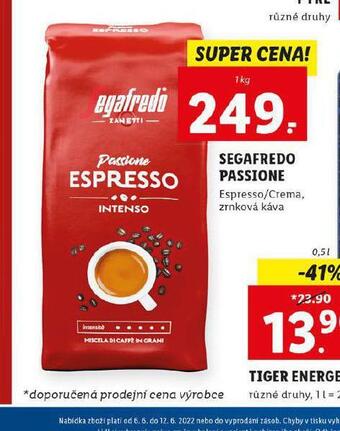 Lidl Segafredo passione zrnková káva nabídka