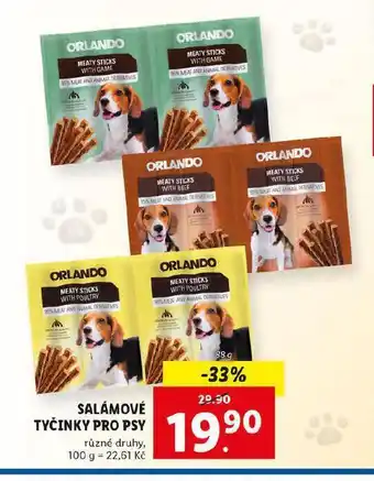 Lidl Orlando salámové tyčinky pro psy nabídka