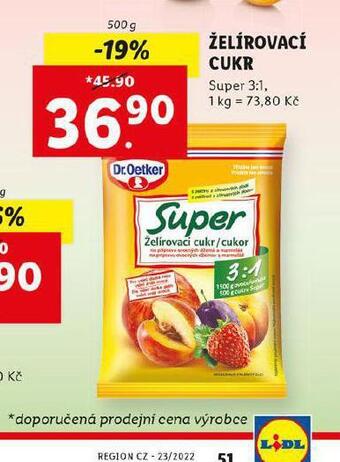 Lidl Dr. oetker želírovací cukr super 3:1 nabídka