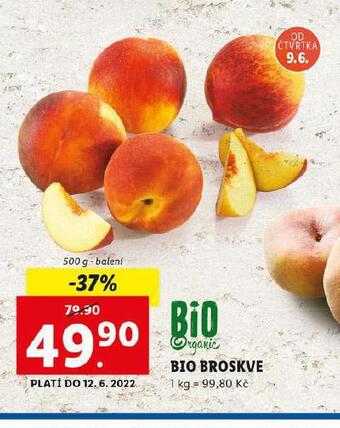 Lidl Bio broskve nabídka