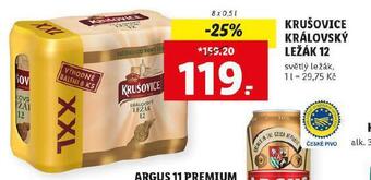 Lidl Pivo krušovice 12 královský ležák nabídka