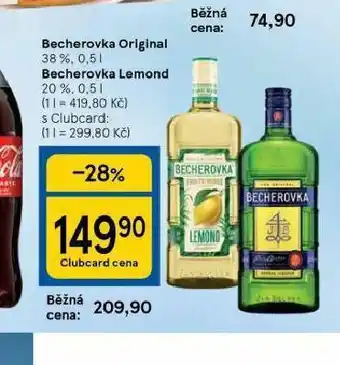 Tesco Becherovka, becherovka lemond nabídka