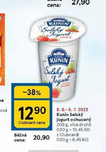 Tesco Kunín selský jogurt ochucený nabídka