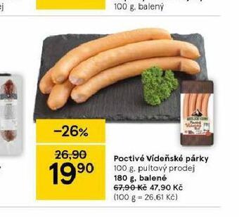 Tesco Poctivé vídeňské párky nabídka