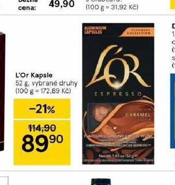 Tesco L´or kapsle nabídka