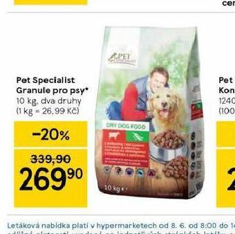 Tesco Pet specialist granule pro psy nabídka