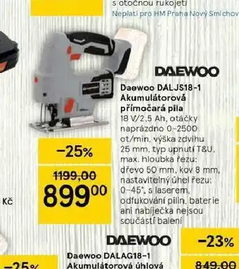 Tesco Daewoo akumulátorová příkočará pila nabídka