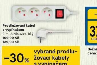 Tesco Prodlužovací kabel s vypínačem nabídka