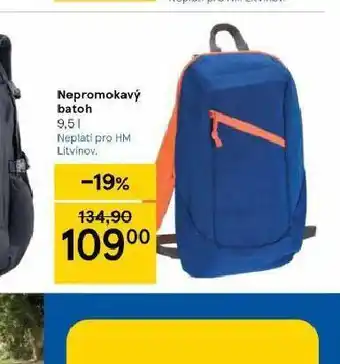 Tesco Nepromokavý batoh nabídka