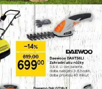 Tesco Daewoo zahradní nůžky aku nabídka