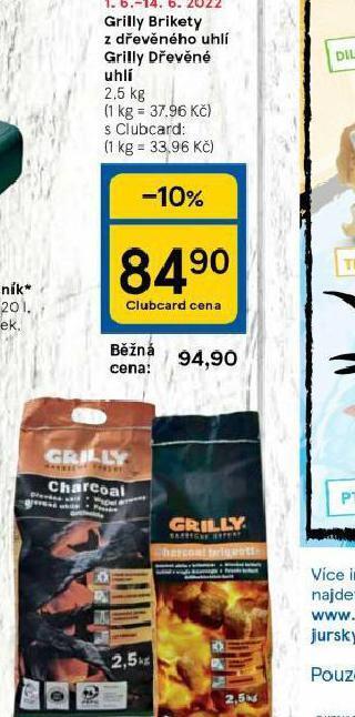 Tesco Brikety z dřevěného uhlí nabídka