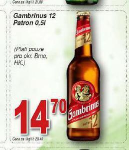 Lidl Pivo gambrinus patron 12 nabídka