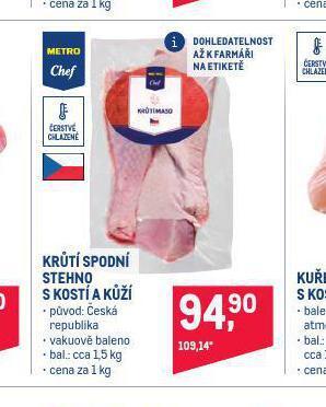 Makro Krůtí spodní stehno s kostí a kůží nabídka
