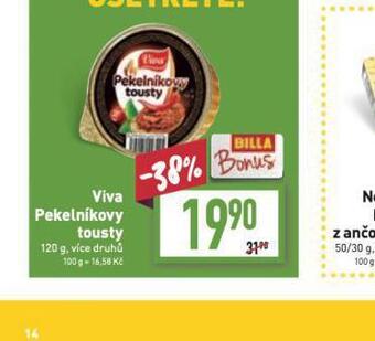 Billa Viva pekelníkovy tousty nabídka