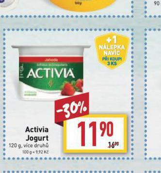 Billa Activia jogurt nabídka