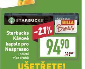 Billa Starbucks kávové kapsle pro nespresso nabídka
