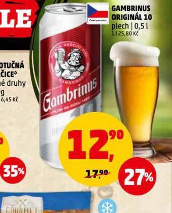 Penny Market Pivo gambrinus originál 10 nabídka