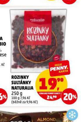 Penny Market Rozinky sultánky naturalia nabídka