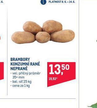 Makro Brambory konzumní rané neprané nabídka