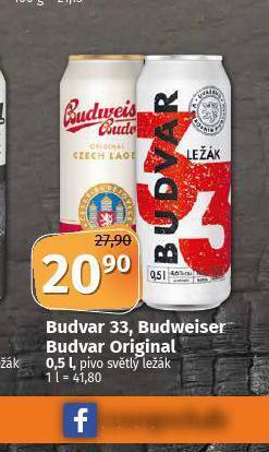 Coop Pivo budweiser budvar original nabídka