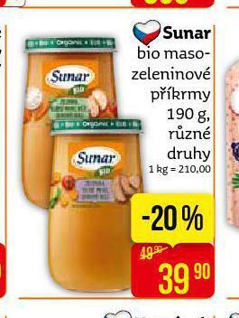 Teta Sunar bio masozeleninové příkrmy nabídka