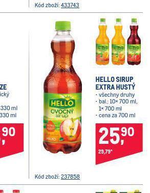 Makro Hello sirup extra hustý nabídka