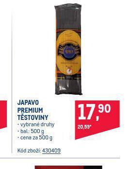 Makro Japavo těstoviny nabídka
