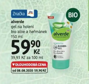dm drogerie Alverde gel na holení nabídka