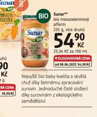 dm drogerie Sunar bio masozeleninové příkrmy nabídka