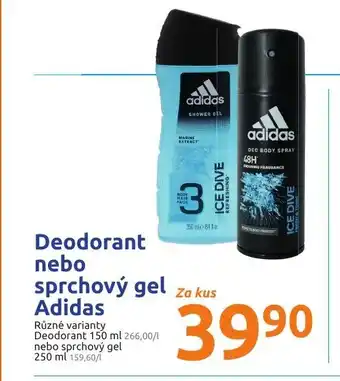 Action Deodorant nebo sprchový gel Adidas nabídka