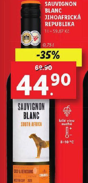 Lidl Sauvignon blanc jihoafrická republika nabídka