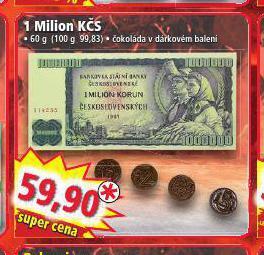Norma 1 milion kčs čokoláda nabídka