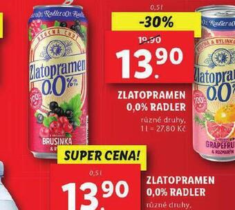 Lidl Zlatopramen 0,0% radler nabídka