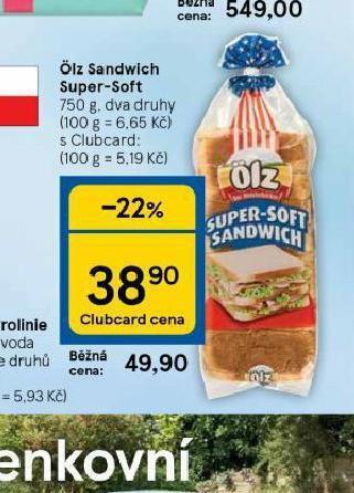 Tesco Ölz sandwich super-soft nabídka
