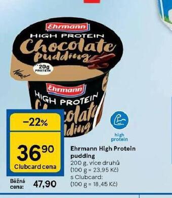 Tesco Ehrmann high protein pudding nabídka