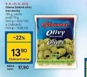 Tesco Giana zelené olivy bez pecky nabídka