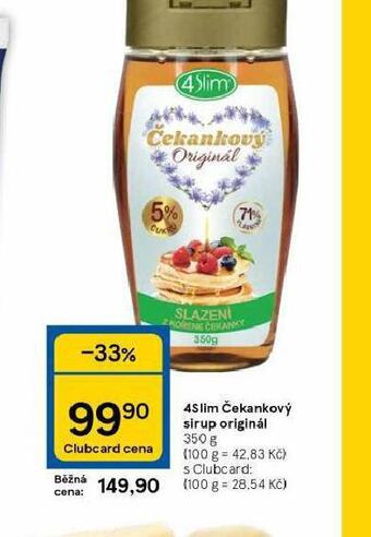 Tesco 4slim čekankový sirup originál nabídka