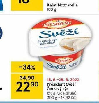 Tesco Président svěží čerstvý sýr nabídka