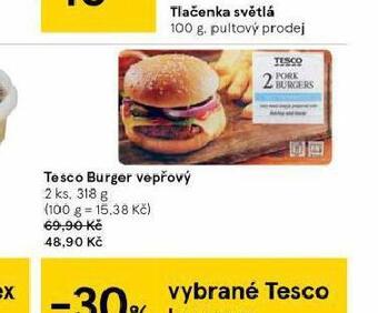 Tesco Tesco burger vepřový nabídka