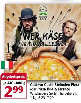 Globus Gustavo Gusto Steinofen Pizza oder Pizza Bud & Terence 410-480g Angebot