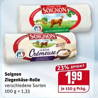 REWE Center Soignon Ziegenkäse Rolle 150g Angebot